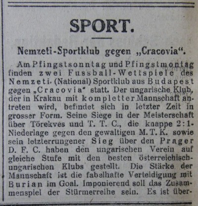 Zapowiedź meczu w dzienniku Krakauer Zeitung cz.1