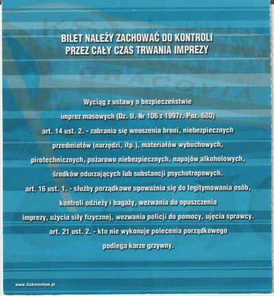Bilet 2003-11-15 Cracovia - Tłoki Gorzyce 2.jpg