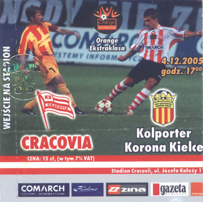 2005-12-04 Cracovia - Korona Kielce bilet awers.jpg