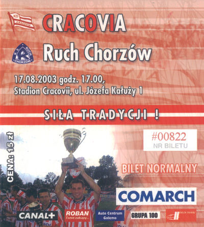 2003-08-17 Cracovia - Ruch Chorzów bilet awers.jpg