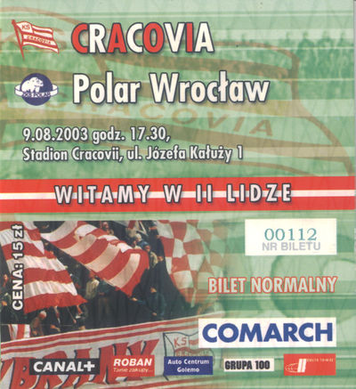2003-08-09 Cracovia - Polar Wrocław bilet awers.jpg