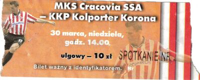 30-03-2003 bilet Cracovia Korona 01.jpg