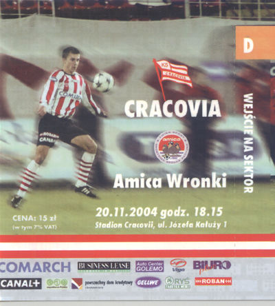 2004-11-20 Cracovia - Amica Wronki bilet awers.jpg