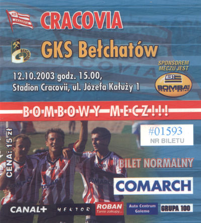 2003-10-12 Cracovia - GKS Bełchatów bilet awers.jpg